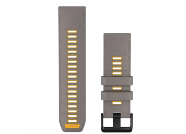 QuickFit 26 Watch Bands SILVER GRAY/YELLOW FLARE SILICONE 010-14508-02